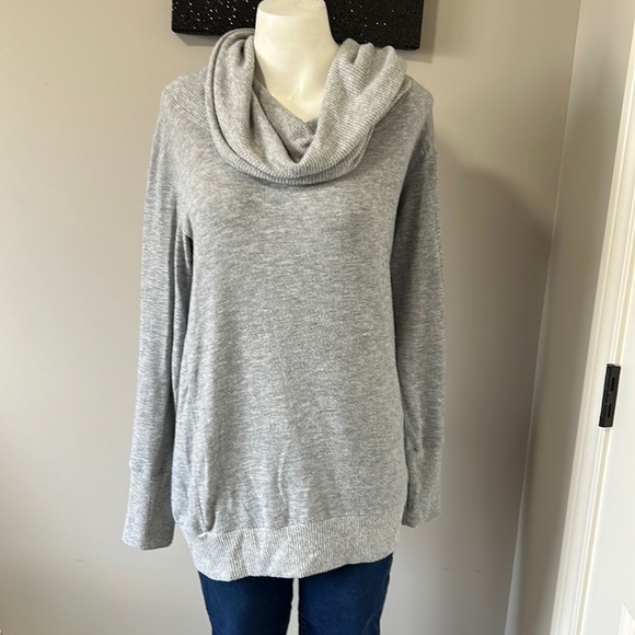 Michael Stars Convertible Top Heather Grey Long sleeve shirt off the shoulder L - Picture 4 of 11